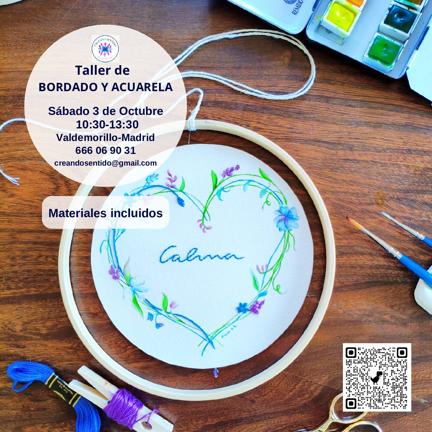 TALLER  CALMA-Bordado y acuarela 3 Octubre-2026